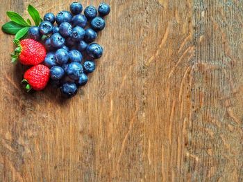 Directly above shot of raspberries on table