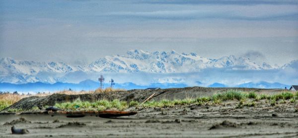 Scenic view of mountains against sky