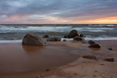 Scenic view of sea against sky during sunset