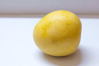 Close-up of apple against white background