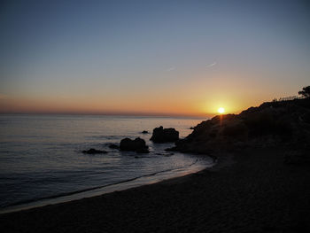 Scenic view of sea at sunset