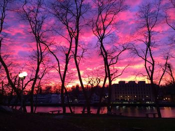 Silhouette of buildings at sunset