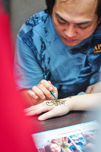 Midsection of woman working