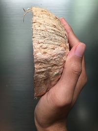 Close-up of hand holding bread