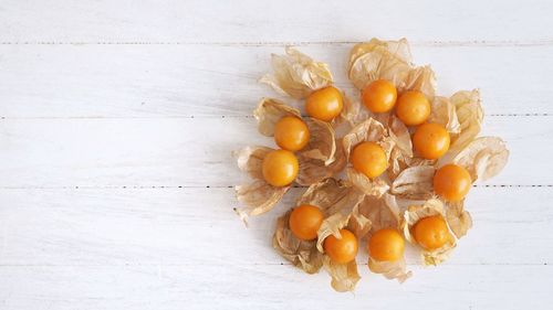 High angle view of fruits on table