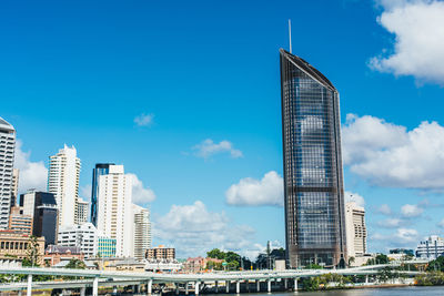 Modern buildings against blue sky