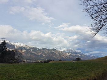 Scenic view of field against sky