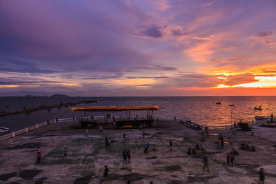 Scenic view of sea against sky at sunset