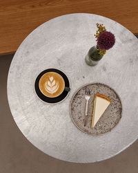 High angle view of coffee on table