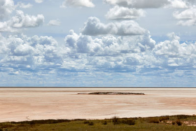 Scenic view of beach against sky