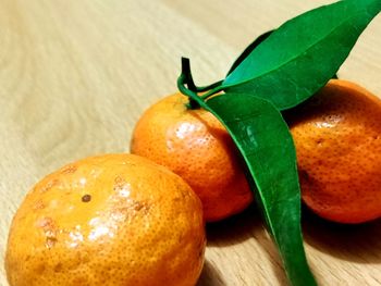 Close-up of oranges on table