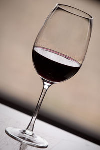 Close-up of beer glass on table