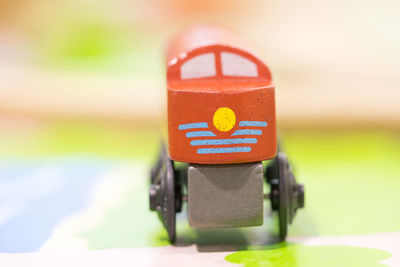 Close-up of toy car