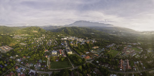 High angle view of townscape against sky