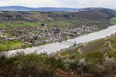 The wine-village wehlen, a district of bernkastel-kues with the only rope bridge at the mosel