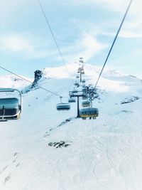 Overhead cable car in winter