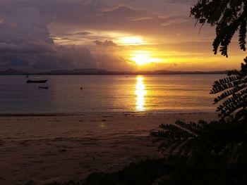 View of calm sea at sunset