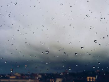 Close-up of water drops on glass