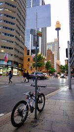 Bicycles on street in city