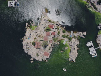 High angle view of food on building