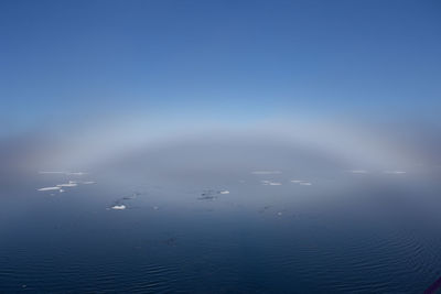 Scenic view of sea against blue sky