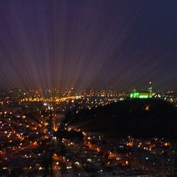 Aerial view of city at night