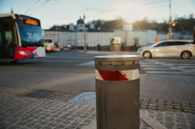 Close-up of car on street