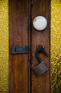 Directly above shot of closed wooden door