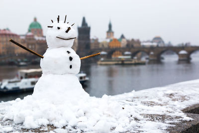 Close-up of snowman