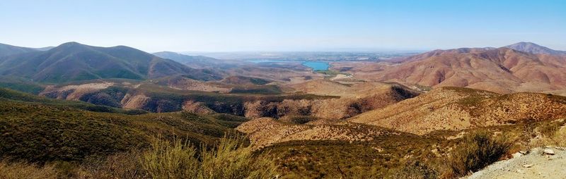 Panoramic view of landscape and mountains against sky