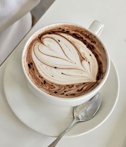 High angle view of coffee on table