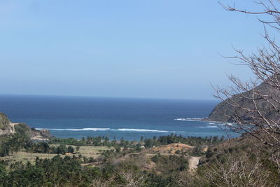 Scenic view of sea against clear sky