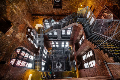 High angle view of steps in building