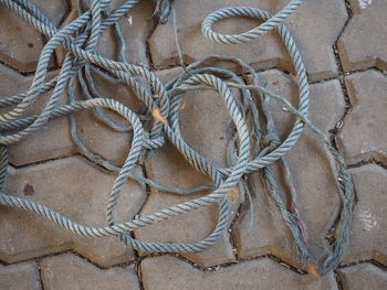 Full frame shot of rope tied up on land