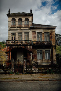 Low angle view of old building against sky