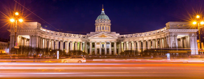 Light trails on street at night