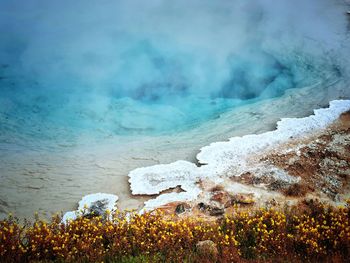 High angle view of hot spring