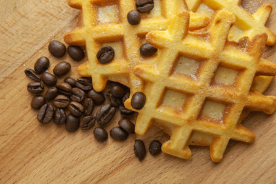 High angle view of chopped coffee beans