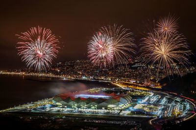 Firework display at night