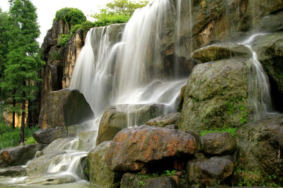 Scenic view of waterfall in forest