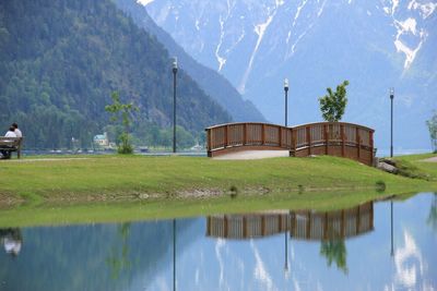 Scenic view of lake against sky