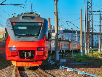 Train on railroad station platform