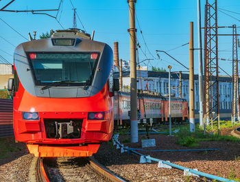 Train on railroad station platform