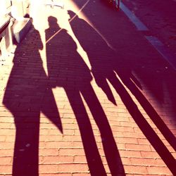 Low section of people shadow on road