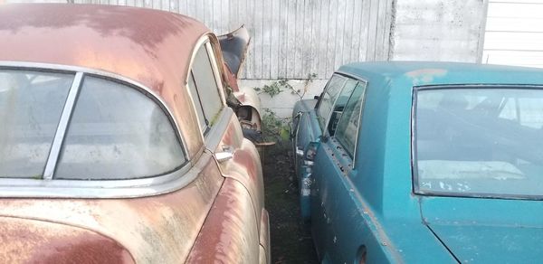 Close-up of abandoned car