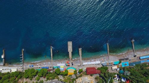 High angle view of sea against sky