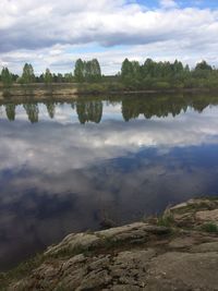 Scenic view of lake against sky