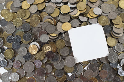 Directly above shot of coins on table