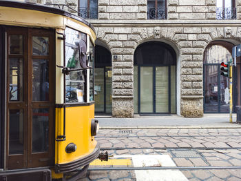 Detail of a tram in milan