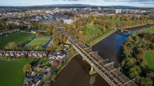 High angle view of city